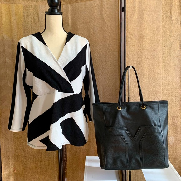 Chico’s Peplum Top- Black and White - Picture 3 of 10